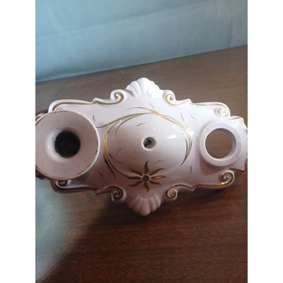 VINTAGE PORCELIER LIGHT fixture PINK SUNBURST GOLD GUILD 2 Bulb - Picture 5 of 10